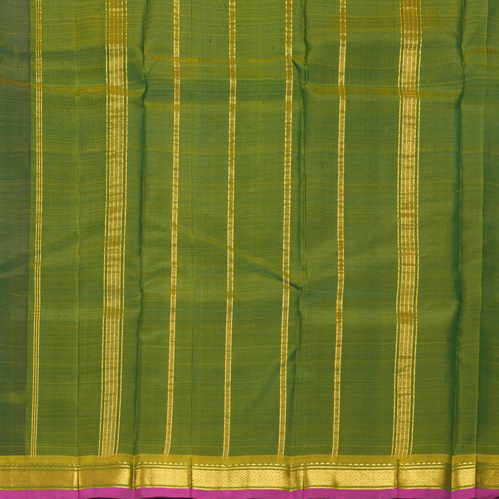 Hayagrivas Bottle Green Pure One-sided Border Kanjivaram Silk Saree KBF1010I1-2