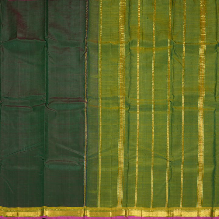 Hayagrivas Bottle Green Pure One-sided Border Kanjivaram Silk Saree KBF1010I1-2