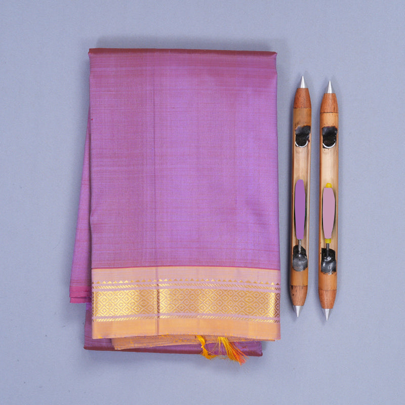 Hayagrivas Lavender Pure One-sided Border Kanjivaram Silk Saree KBF1010I1-3