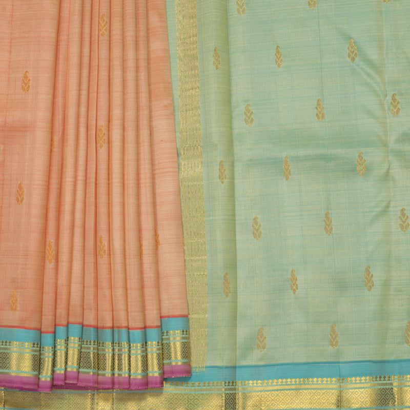 Hayagrivas Carrot Orange Pure One-sided Border Kanjivaram Silk Saree KBF1010I1-7