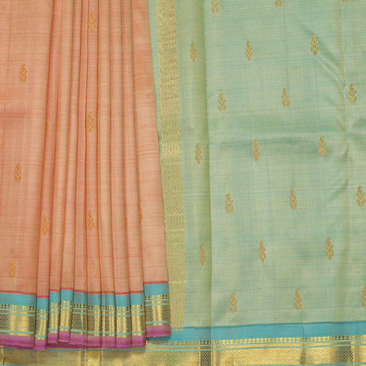 Hayagrivas Carrot Orange Pure One-sided Border Kanjivaram Silk Saree KBF1010I1-7