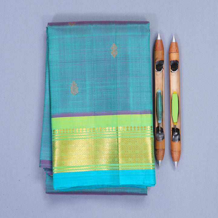 Hayagrivas Blue-Purple Pure One-sided Border Kanjivaram Silk Saree KBF1010I2-12