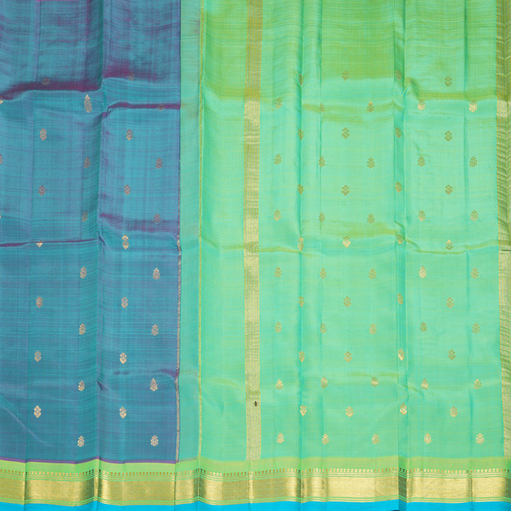 Hayagrivas Blue-Purple Pure One-sided Border Kanjivaram Silk Saree KBF1010I2-12