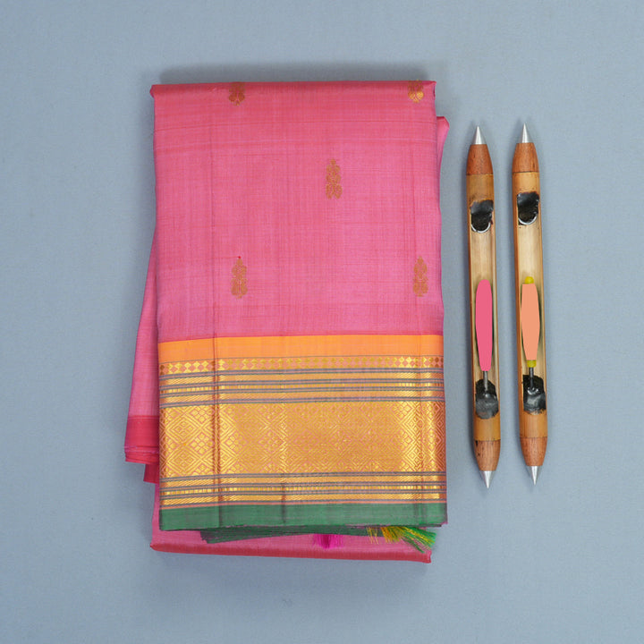 Hayagrivas Pink Pure One-sided Border Kanjivaram Silk Saree KBF1010I2-13