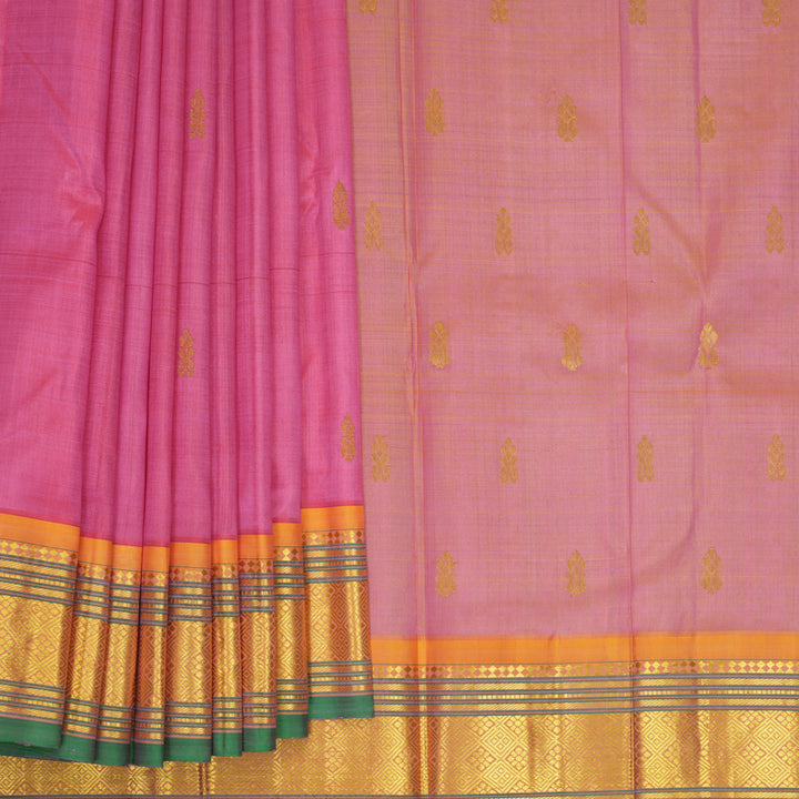 Hayagrivas Pink Pure One-sided Border Kanjivaram Silk Saree KBF1010I2-13