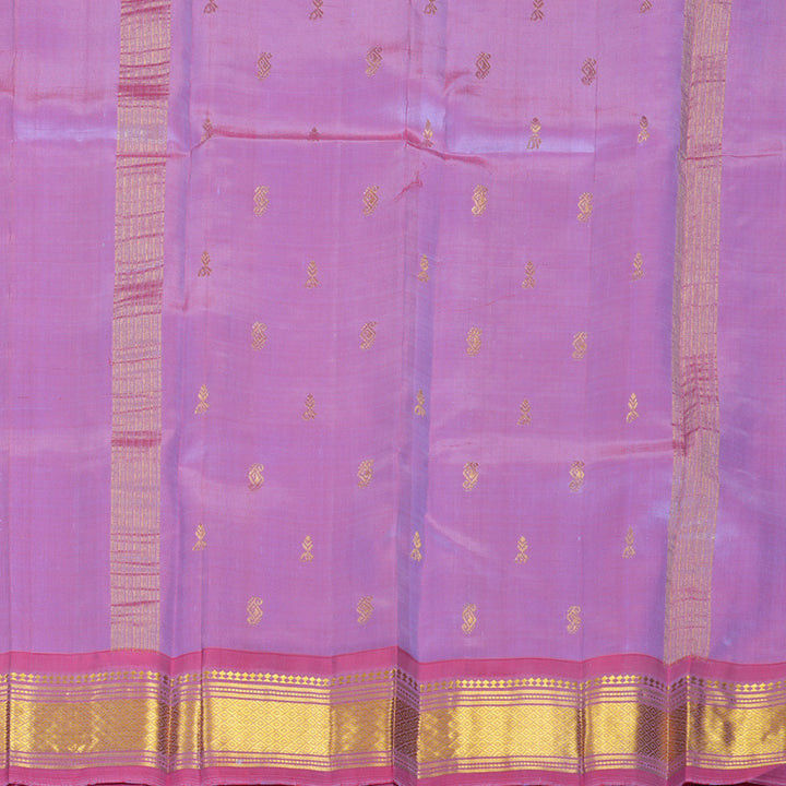 Hayagrivas Dual Tone (Light Blue &amp; Lilac) Pure One-sided Border Kanjivaram Silk Saree KBF1010I2-14