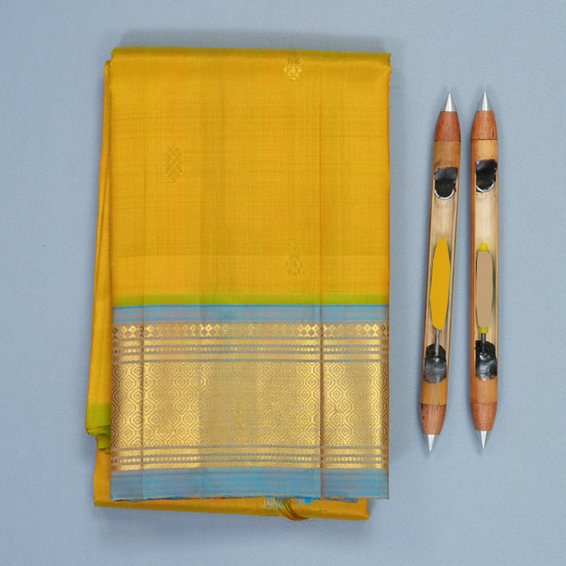 Hayagrivas Sampanga Yellow Pure One-sided Border Kanjivaram Silk Saree KBF1010I2-16