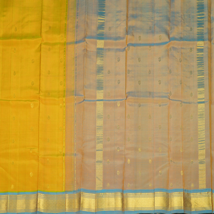 Hayagrivas Sampanga Yellow Pure One-sided Border Kanjivaram Silk Saree KBF1010I2-16