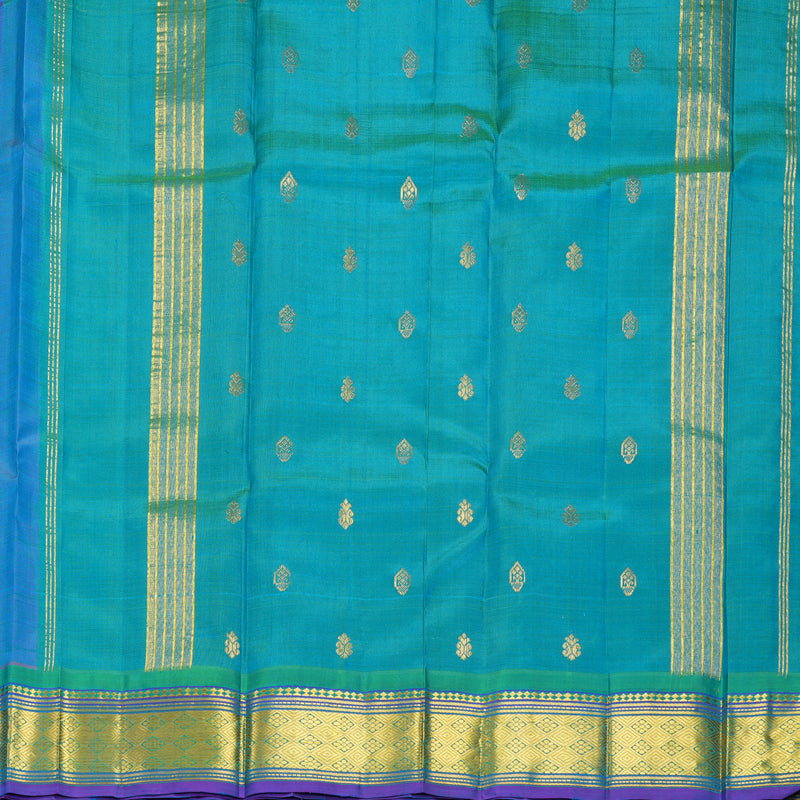 Hayagrivas Blue-Purple Pure One-sided Border Kanjivaram Silk Saree KBF1010I2-19