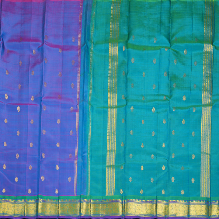 Hayagrivas Blue-Purple Pure One-sided Border Kanjivaram Silk Saree KBF1010I2-19