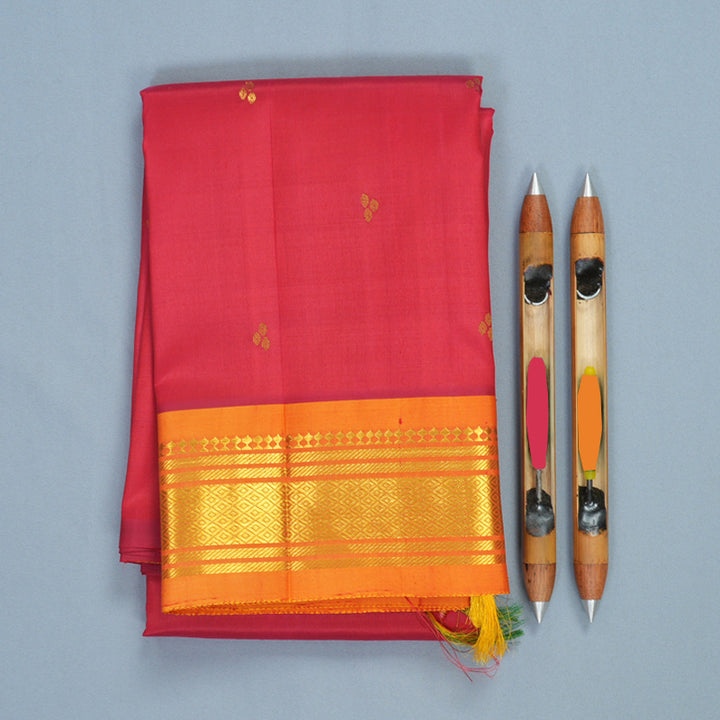 Hayagrivas Red Pure One-sided border Kanjivaram Silk Saree KBF1010I2-24