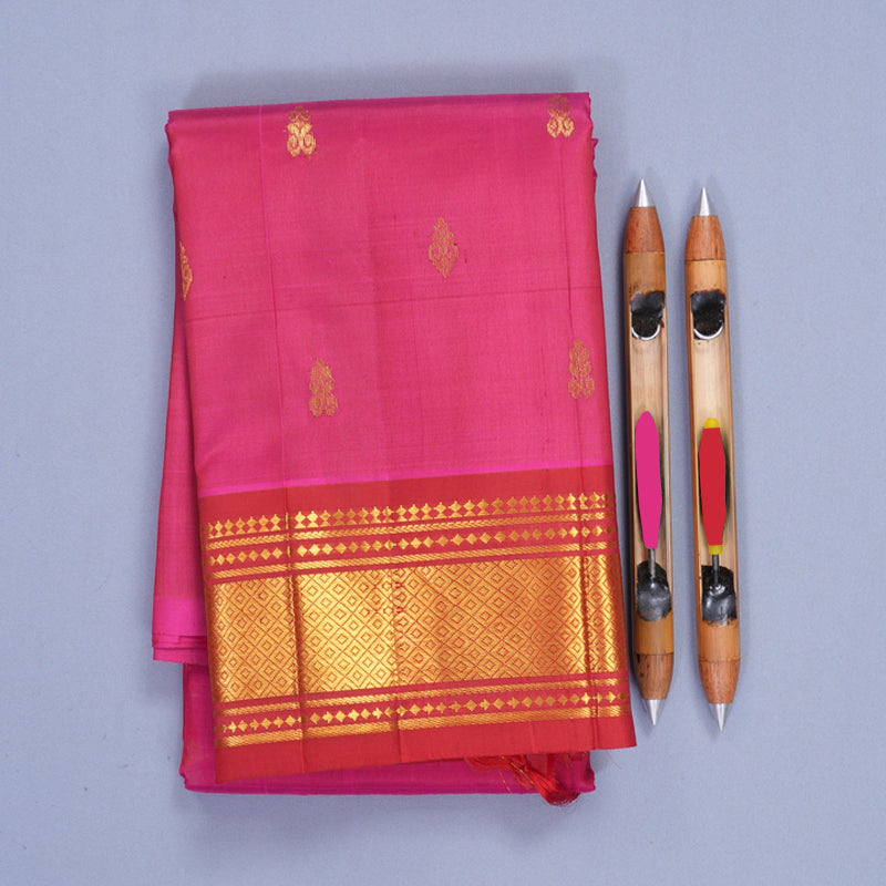 Hayagrivas Rani Pink Pure One-sided Border Kanjivaram Silk Saree KBF1010I2-33