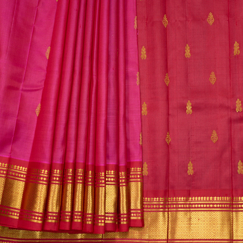 Hayagrivas Rani Pink Pure One-sided Border Kanjivaram Silk Saree KBF1010I2-33