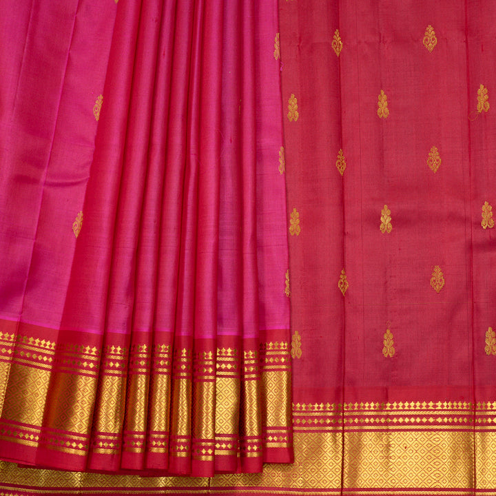 Hayagrivas Rani Pink Pure One-sided Border Kanjivaram Silk Saree KBF1010I2-33