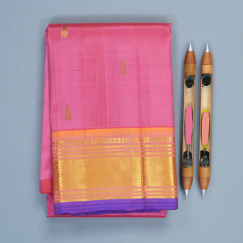 Hayagrivas Rose Pink Pure One-sided Border Kanjivaram Silk Saree KBF1010I2-39