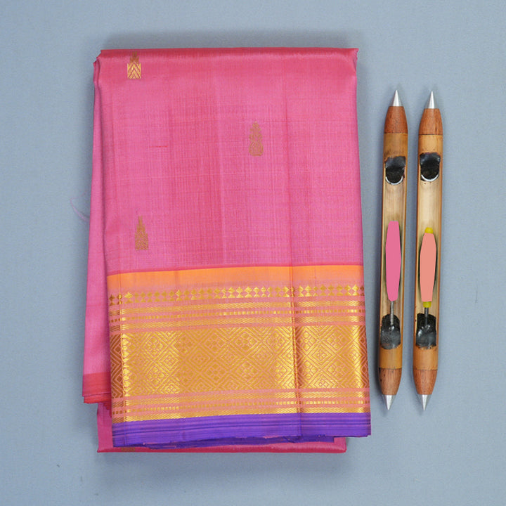 Hayagrivas Rose Pink Pure One-sided Border Kanjivaram Silk Saree KBF1010I2-39