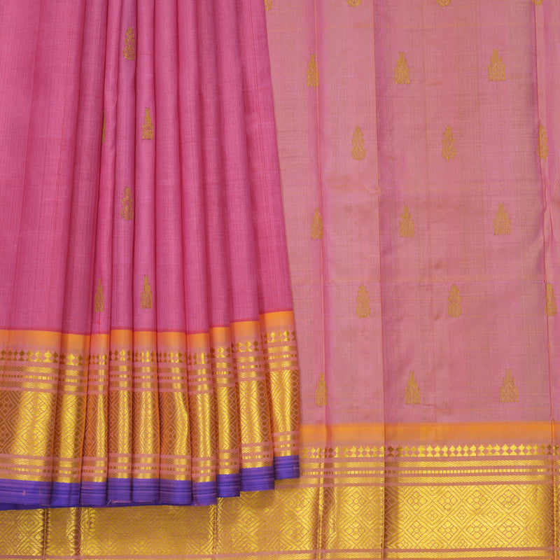 Hayagrivas Rose Pink Pure One-sided Border Kanjivaram Silk Saree KBF1010I2-39