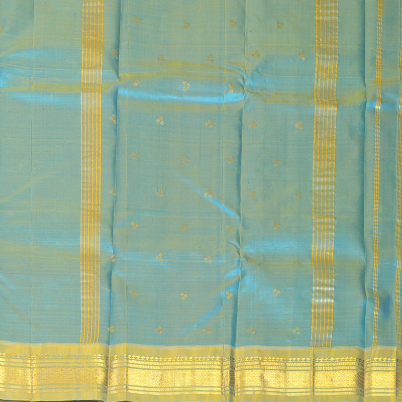 Hayagrivas Sky Blue Pure One-sided Border Kanjivaram Silk Saree KBF1010I2-4