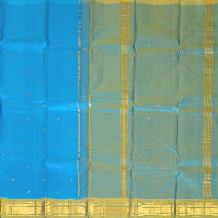 Hayagrivas Sky Blue Pure One-sided Border Kanjivaram Silk Saree KBF1010I2-4