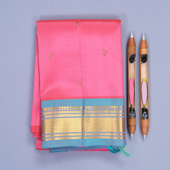 Hayagrivas Pink Pure One-sided Border Kanjivaram Silk Saree KBF1010I2-45