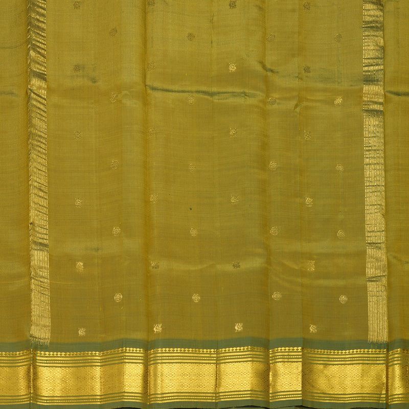 Hayagrivas Mustard Yellow Pure One-sided Border Kanjivaram Silk Saree KBF1010I2-9