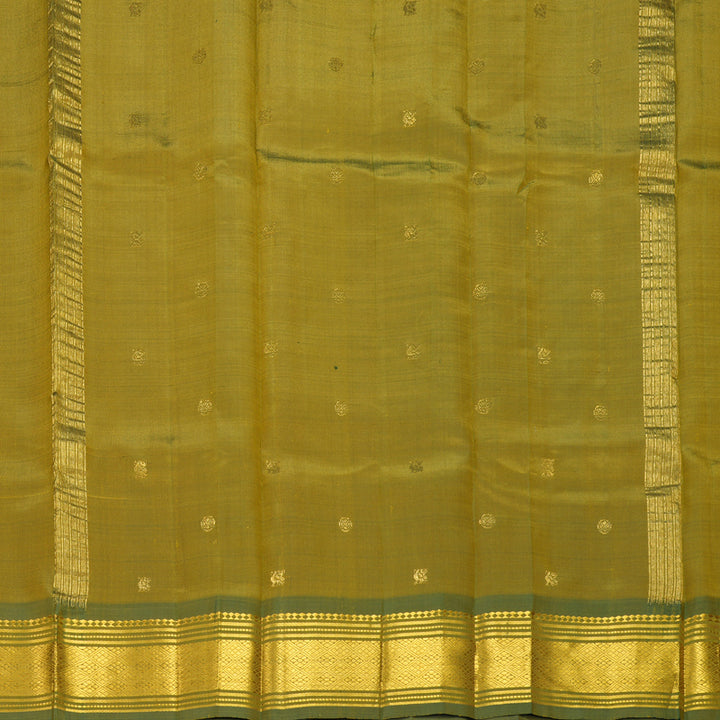 Hayagrivas Mustard Yellow Pure One-sided Border Kanjivaram Silk Saree KBF1010I2-9
