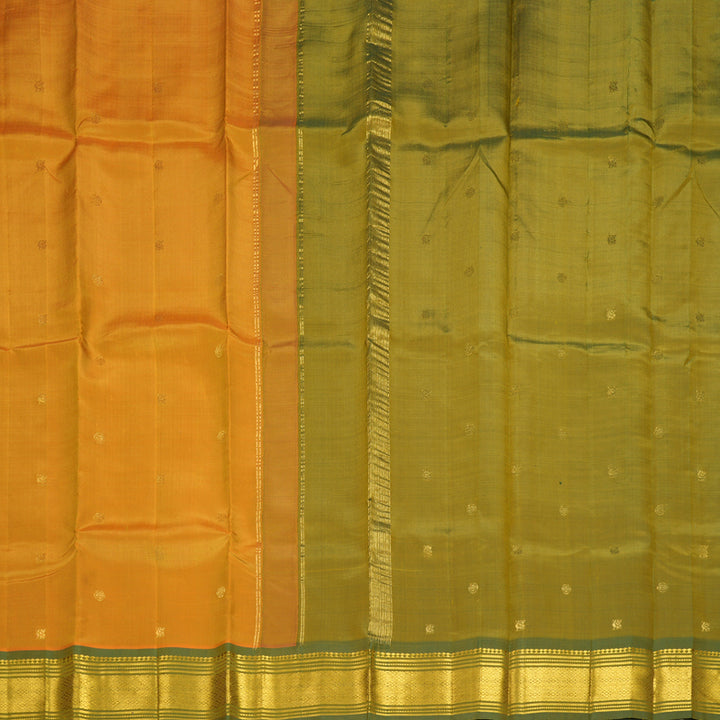 Hayagrivas Mustard Yellow Pure One-sided Border Kanjivaram Silk Saree KBF1010I2-9
