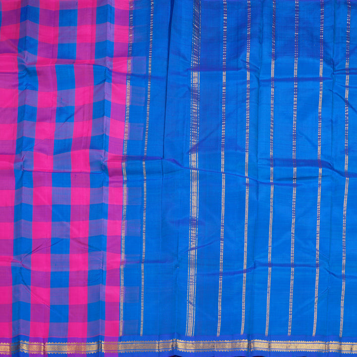 Hayagrivas Multicolour Checks Pure One-sided Border Kanjivaram Silk Saree KBF1010I3-2