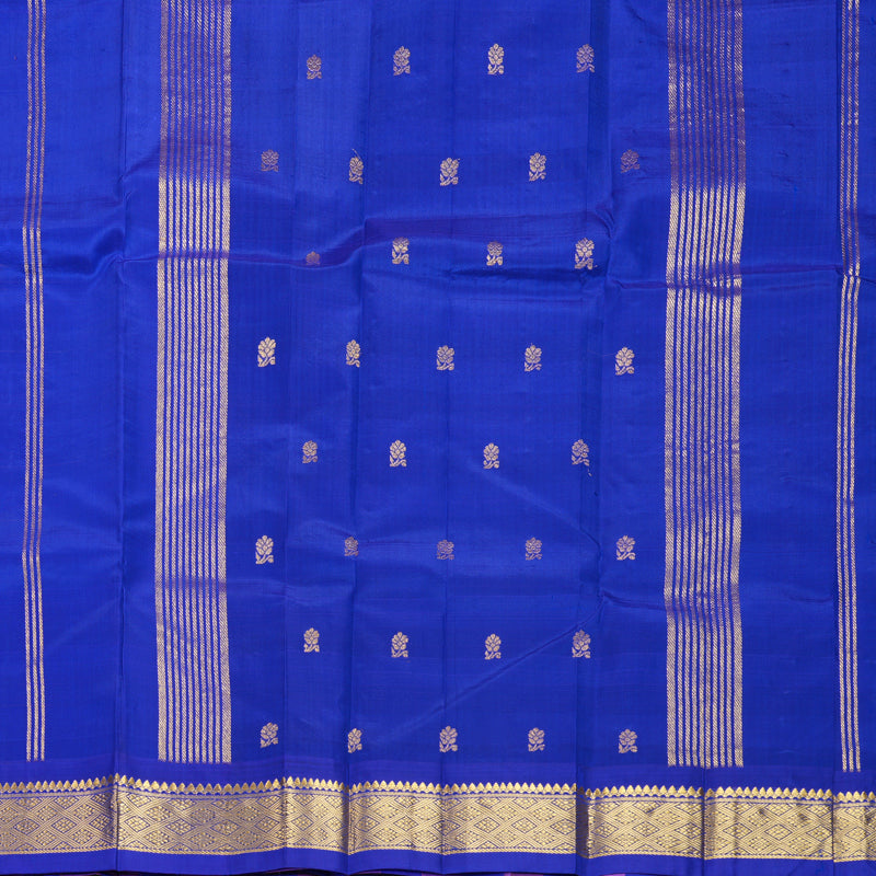 Hayagrivas Pink &amp; Blue Checks Pure One-sided Border Kanjivaram Silk Saree KBF1010I4-5