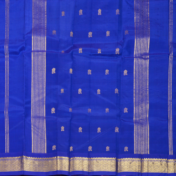 Hayagrivas Pink &amp; Blue Checks Pure One-sided Border Kanjivaram Silk Saree KBF1010I4-5