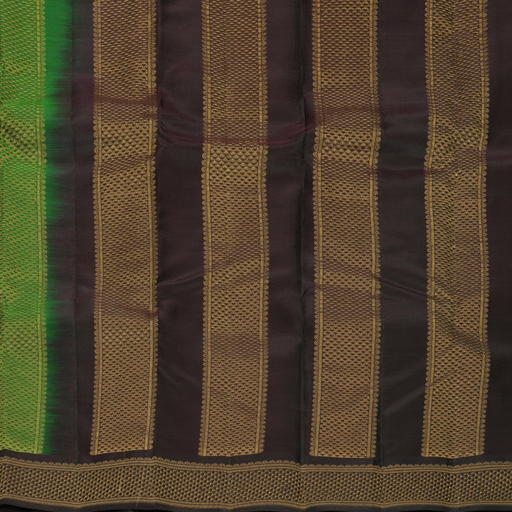 Hayagrivas Handloom Dark Green Kanjivaram Silk Saree with Kanchana Brown Border KBF1011I1-36