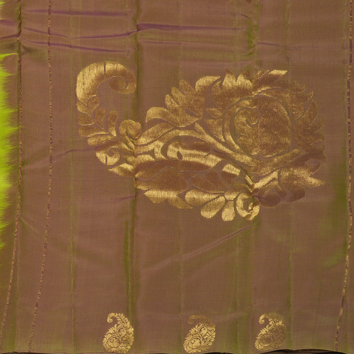 Hayagrivas Handloom Lime Green Kanjivaram Silk Saree with Mehandi Green Border KBF1011I1-49