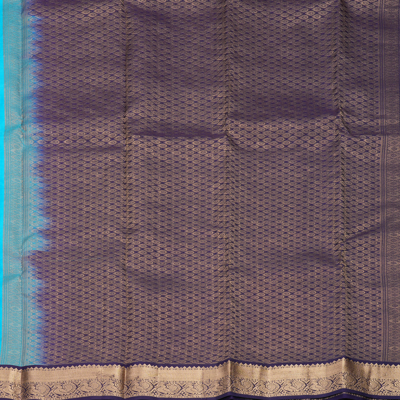 Hayagrivas Handloom Sky Blue Kanjivaram Silk Saree with Nagapazham Border KBF1012I1-13
