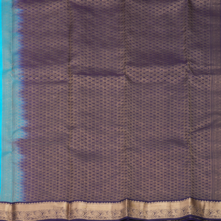 Hayagrivas Handloom Sky Blue Kanjivaram Silk Saree with Nagapazham Border KBF1012I1-13
