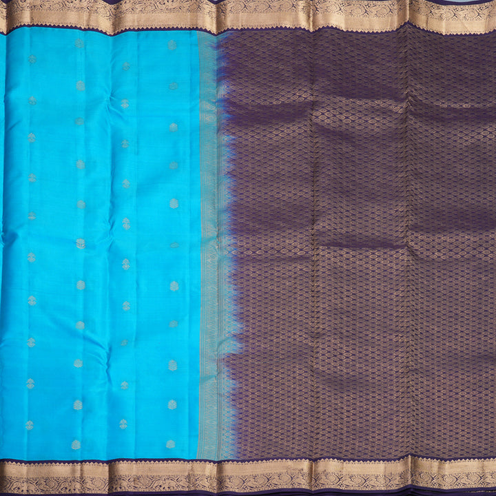 Hayagrivas Handloom Sky Blue Kanjivaram Silk Saree with Nagapazham Border KBF1012I1-13