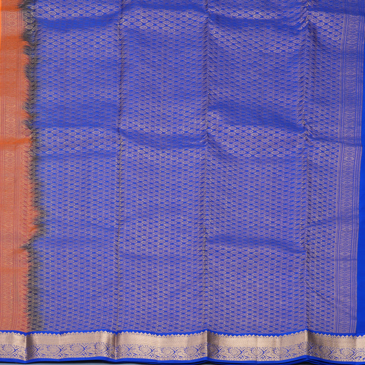 Hayagrivas Handloom Carrot Orange Kanjivaram Silk Saree with Royal Blue Border KBF1012I1-14