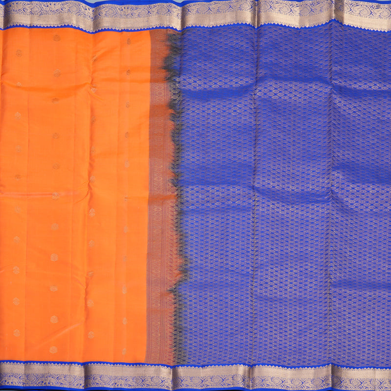 Hayagrivas Handloom Carrot Orange Kanjivaram Silk Saree with Royal Blue Border KBF1012I1-14