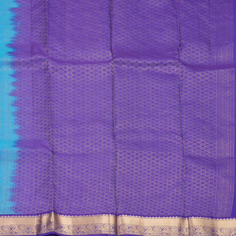 Hayagrivas Handloom Sky Blue Kanjivaram Silk Saree with Purple Border KBF1012I1-2