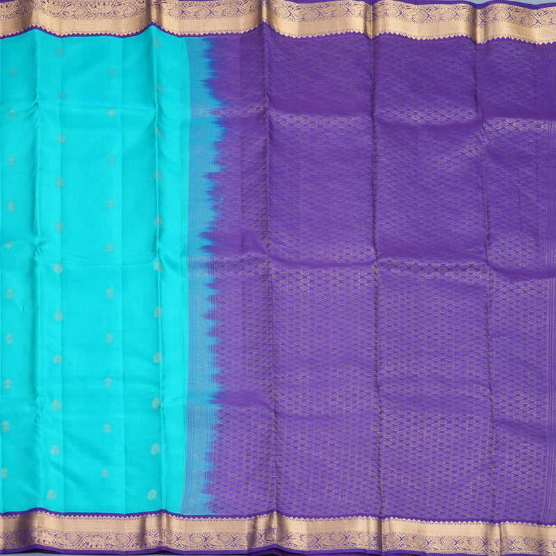 Hayagrivas Handloom Sky Blue Kanjivaram Silk Saree with Purple Border KBF1012I1-2