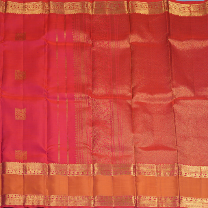 Hayagrivas Handloom Reddish-Pink Kanjivaram Silk Saree with Orangish-Pink Border KBF1013I10-2