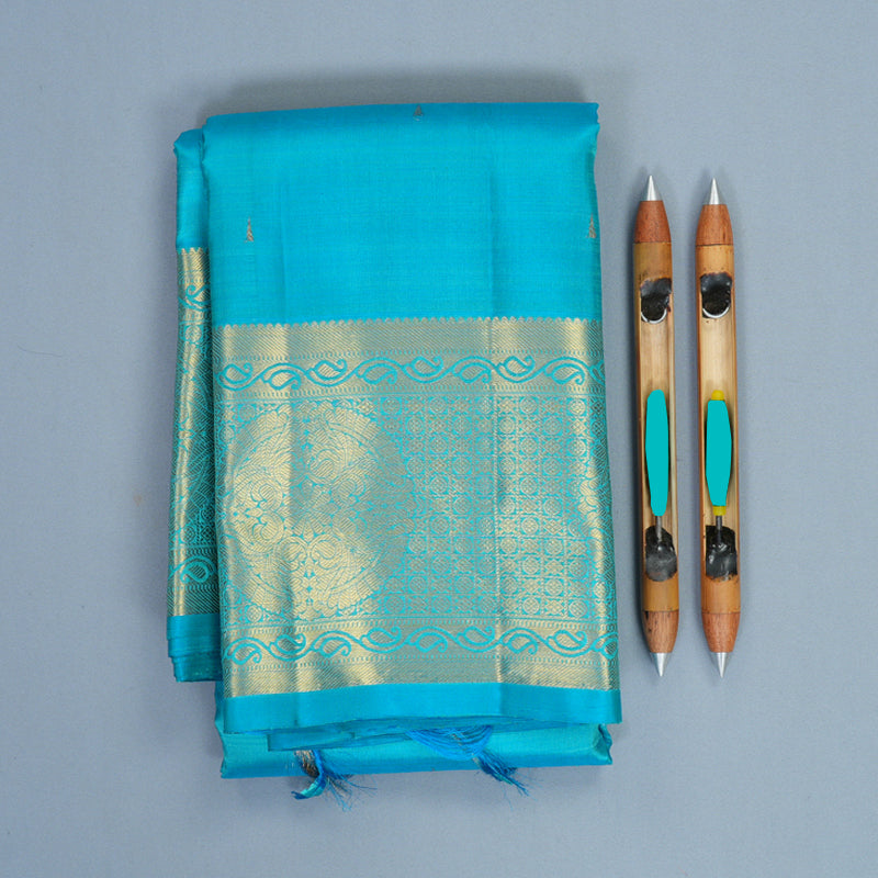 Hayagrivas Handloom Sky Blue Kanjivaram Silk Saree KBF1013I10-5