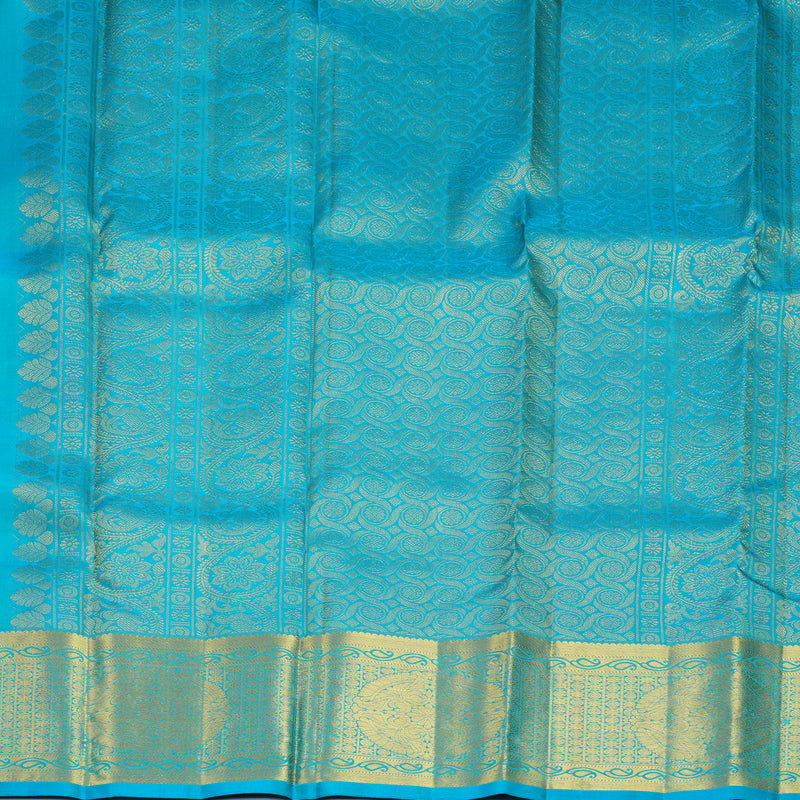 Hayagrivas Handloom Sky Blue Kanjivaram Silk Saree KBF1013I10-5