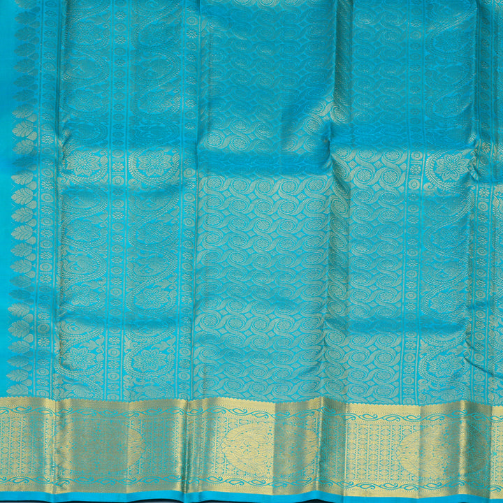 Hayagrivas Handloom Sky Blue Kanjivaram Silk Saree KBF1013I10-5
