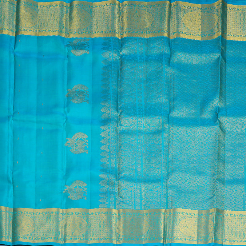 Hayagrivas Handloom Sky Blue Kanjivaram Silk Saree KBF1013I10-5