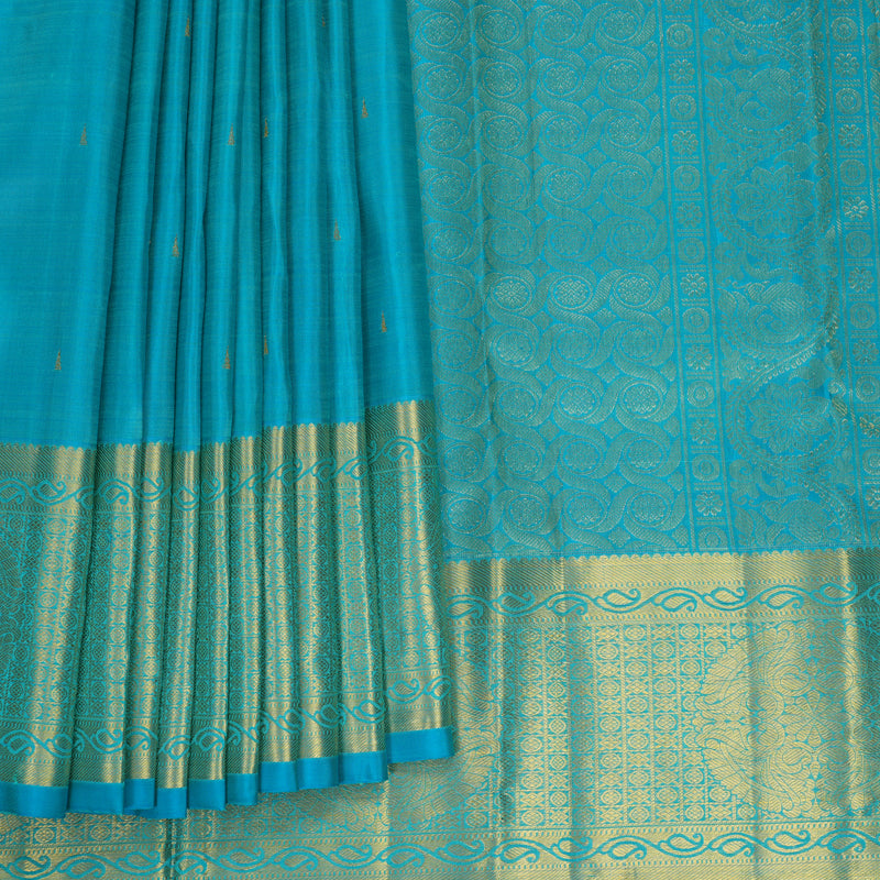 Hayagrivas Handloom Sky Blue Kanjivaram Silk Saree KBF1013I10-5