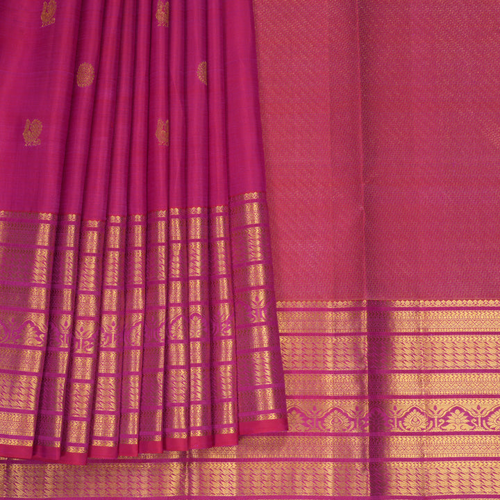 Hayagrivas Handloom Reddish-Pink Kanjivaram Silk Saree KBF1013I10-6