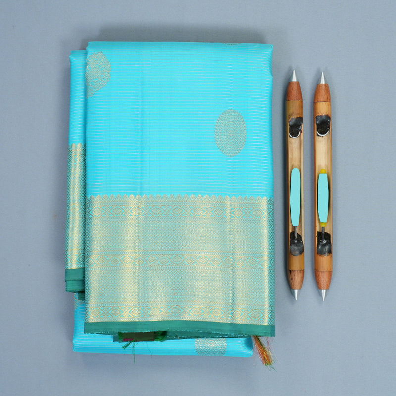 Hayagrivas Handloom Sky Blue Kanjivaram Silk Saree KBF1013I11-1