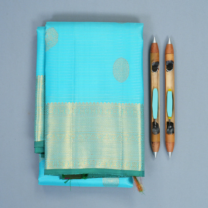 Hayagrivas Handloom Sky Blue Kanjivaram Silk Saree KBF1013I11-1