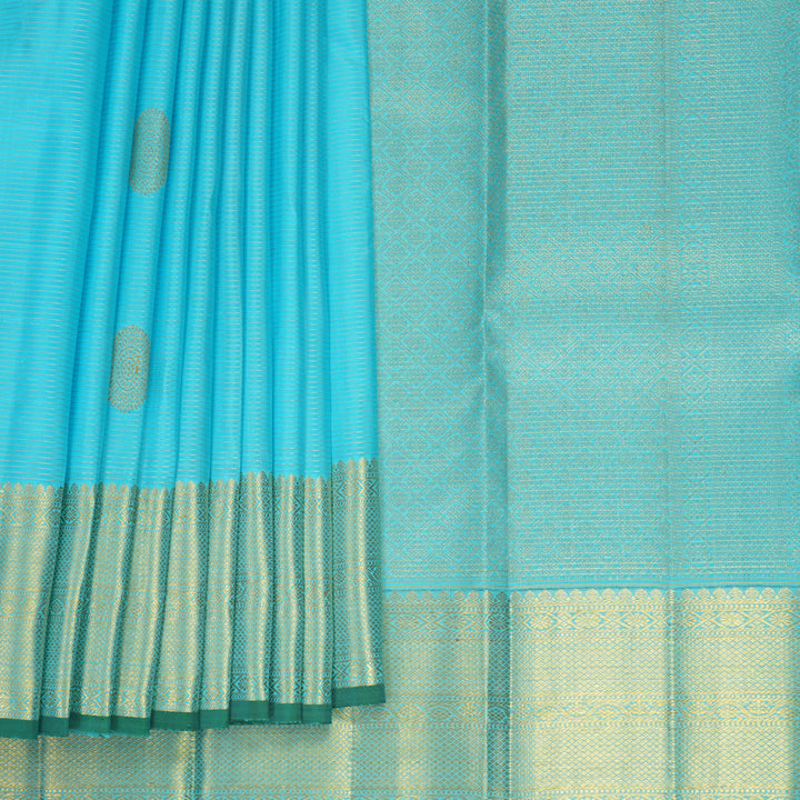 Hayagrivas Handloom Sky Blue Kanjivaram Silk Saree KBF1013I11-1
