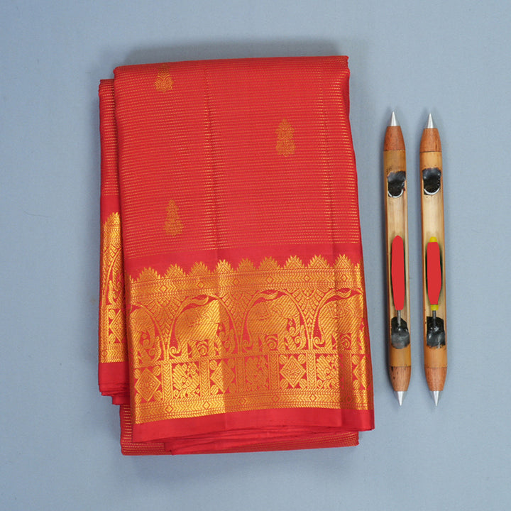 Hayagrivas Handloom Red Kanjivaram Silk Saree KBF1013I12-1